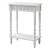 White Wood End Table, Farmhouse Modern Narrow Side Table, 25 × 33"