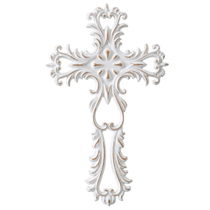 Decorative Crosses Wall Decor, 13 Inches Tall Rustic White Crucifix