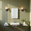 Scalloped Rectangle Wall Mirror 16 X 24 Inch, Hanging Distressed Wooden Rustic Bathroom Mirror