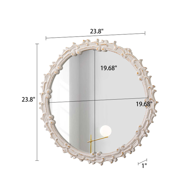 Wall Mirror, 24"Round White 