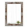 22"x30" Hand Carved Distressed Wood Framed Rectangular Mirror