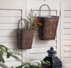 Set of 2 Vintage Oval Galvanized Wall Planter Basket, Hanging Wall Flower Pot