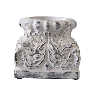 Handmade Distressed White Small Column Stand 6 Inch Tall