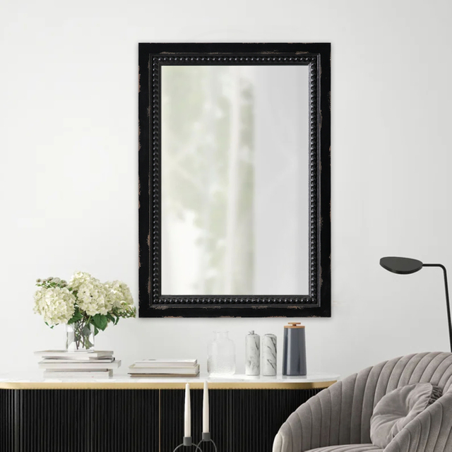 Rustic Black Mirrors with Bead Decor 29 x 20 Inches