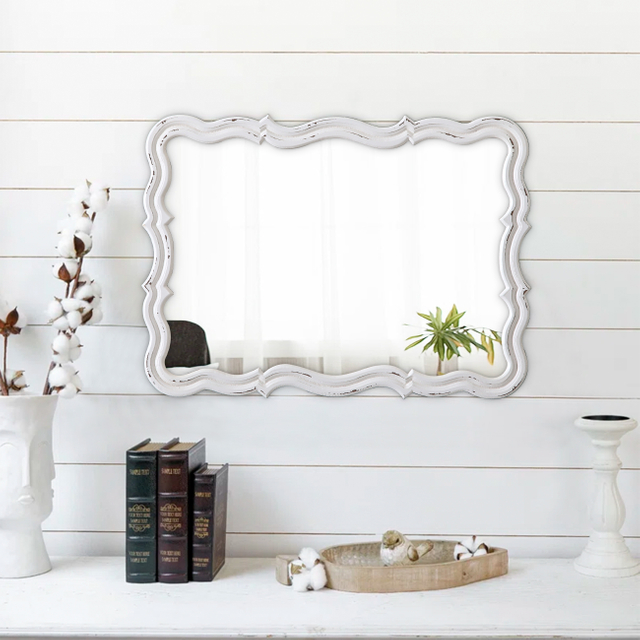 Rustic Scalloped Wall Mirror Decorative 24 X 18 Inch