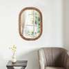 Rustic Oval Rattan Mirrors for Wall 16 X 24 Inch, Wood