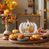 Rustic Small Pumpkin Table Decor with Stand and Clip 8 X 10 Inch