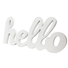 Rustic Wooden Hello Sign for Home Decor 14", Distressed White