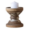 Rustic Wooden Pillar Candle Holders, 5" Wide Large Pedestal Candle Stand