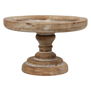 Natural Wooden Rustic Cake Stand with Pedestal Base, 8" Inner