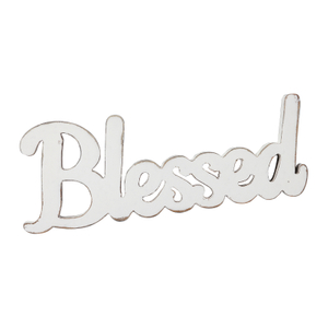 Rustic White Wooden Blessed Sign 15 Inch, Distressed Finish