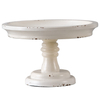 Round Cake Stand 7" Inner, Rustic White Wood Pedestal Tray