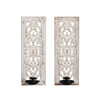Openwork Carving Wall Candle Sconces Set of Two, Handmade Distressed
