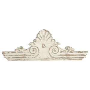 33" Handmade Distressed White Finish Wooden Scroll Over The Door Decor