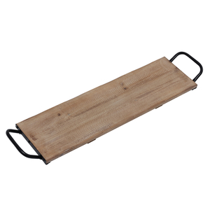 Rustic 25" Long Narrow Wood Serving Tray with Handles