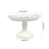 Round Cake Stand 7" Inner, Rustic White Wood Pedestal Tray