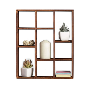 Rustic Brown 9-Cube Shelves for Wall Floating Shelves