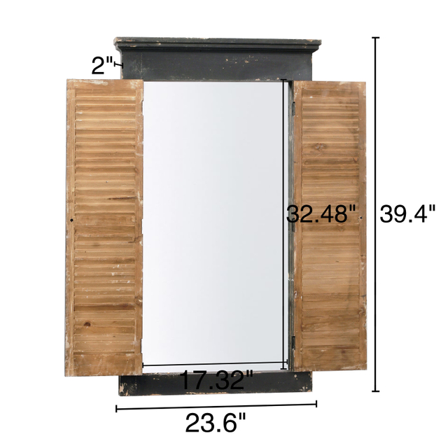 Farmhouse Black Window Shutters Mirror Wall Decor 24 x 40 Inches