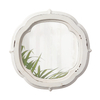 Rustic Wooden Small Round Mirror 9.1 inch, Distressed White