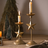 Gold Star Tapered Candlestick Holders Set of 2, Farmhouse Iron Candle Holder