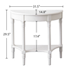 30 Inch Tall White Demilune Console Table, Antiqued Finish 2 Tier Entryway Table