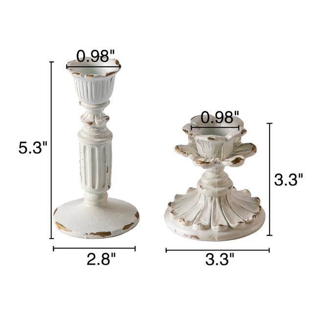 Resin Small Taper Candle Holders Set of 2, Candle Stick Holder Vintage
