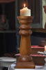 Wood Pillar Candle Holders 14 Inch Tall, Vintage Brown