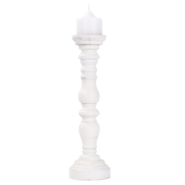 Farmhouse Wooden Pillar Candle Holders, 16" Tall Handmade Distressed