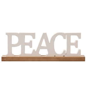 Rustic Peace Sign Decor for Tabletop 16 Inch, Distressed White