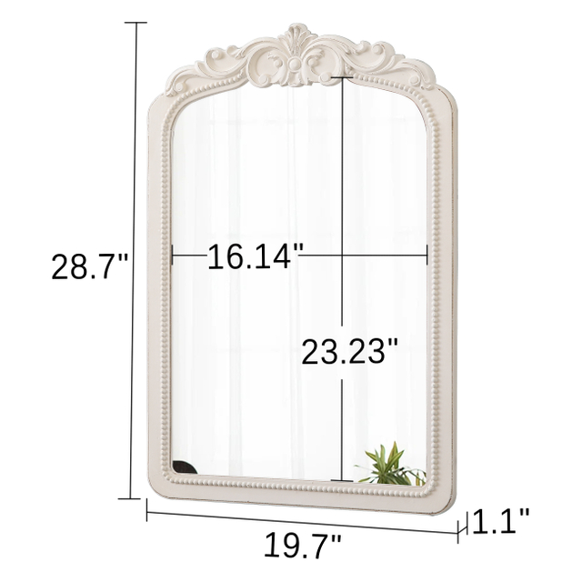 Vintage Arch Mirror with Beaded Detailing 29 X 20 Inch, Wood Frame
