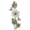 3D Metal Wall Decor 23 X 8 Inch, Flower, Butterfly and Leaves