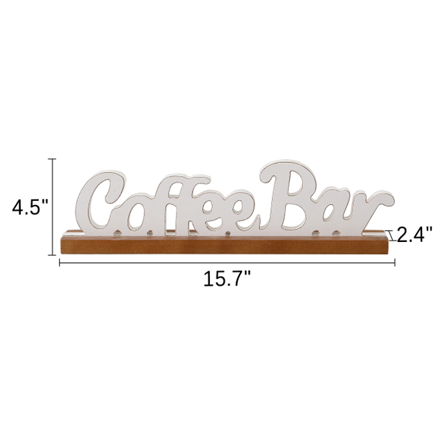 Rustic Coffee Bar Signs Decor for Tabletop 16 Inch, White