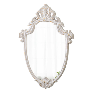 Hand Carved Distressed Solid Wood Framed Mirror