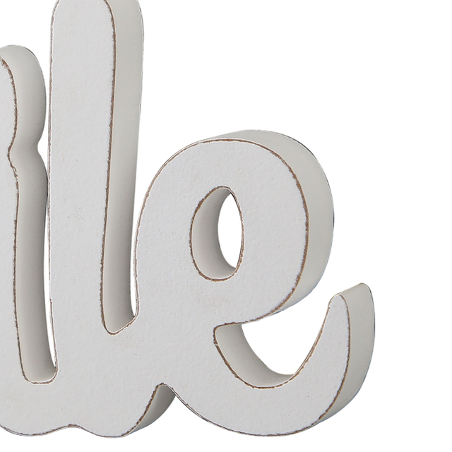 Distressed White Smile Wooden Word Sign