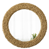 Rustic Circle Wall Mirror 22 Inch, Woven Rope Frame, Coastal