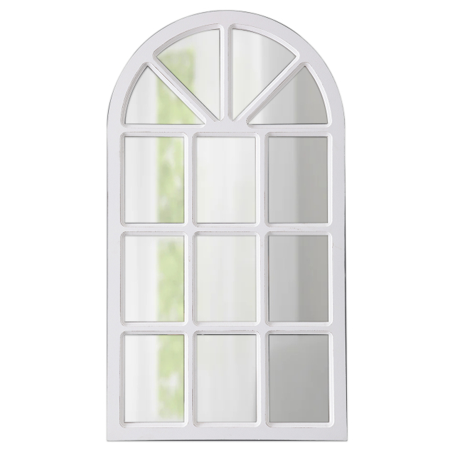 Rustic Wooden Arched Window Mirrors for Wall Decor 24 x 40 inches