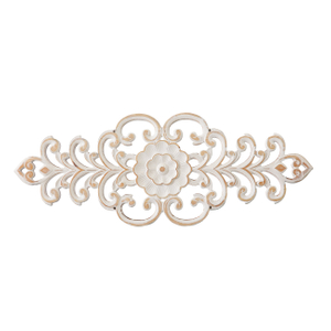 White Distressed Carved Wood Wall Art, 26x10 Over the Door Decor