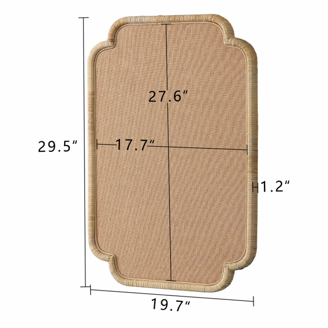 Linen Bulletin Board Rattan Frame, 20x30 Scalloped Woven Pinboard