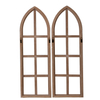 Set of 2 Hanging Rustic White Wood Arched Window Frame Wall Decor