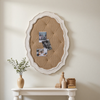 20x28 Oval Burlap Bulletin Board, Scalloped Wood Frame 