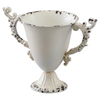 Shabby Chic White Urn Vases for Table, Small Metal Flower Vase 8" H