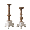 Floor Candle Holders Set of 2, Handmade Distressed, 19"/16" Tall