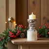 Rustic Wood Pillar Candle Holder, Handmade Distressed, 5" L x 9" H