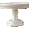Round Cake Stand 7" Inner, Rustic White Wood Pedestal Tray