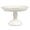 Round Cake Stand 7" Inner, Rustic White Wood Pedestal Tray