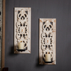 Openwork Carving Wall Candle Sconces Set of Two, Handmade Distressed