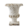 Vintage White Garden Planter Urns 18 Inches Tall, Handmade Antique