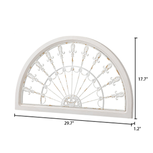 Vintage White Arched Wrought Iron Wall Decor 17 X 30 Inches