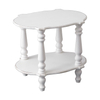 Elegant Scalloped Small White End Table, 18 Inches Tall Side Table