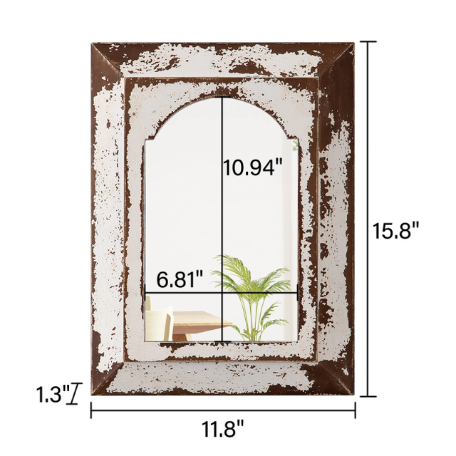 Farmhouse Small Arched Mirrors 16 X 12 Inch, Distressed White